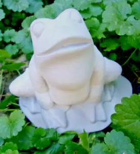 Latex sitting frog mold plaster cement concrete toad on lilypad mould 5"W x 4"H - Picture 1 of 8