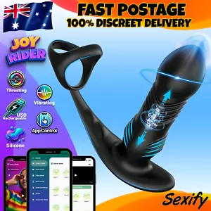 Thrusting Telescopic Anal Plug Dildo Vibrator Prostate Massager Ring Men Sex Toy - Picture 1 of 22
