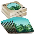 8 x Boxed Square Coasters - Palm Tree Blue Sky Summer  #2866