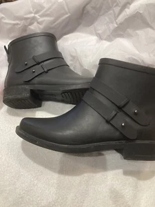 Chooka Midtown Strappy Ankle WOMEN'S Rain Boots BLACK Size 8 - Picture 1 of 22