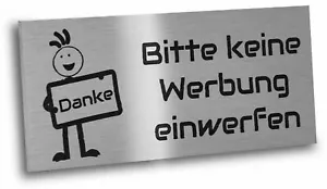 Briefkastenschild "Bitte keine Werbung einwerfen" Edelstahl Männchen 80 x 35 mm - Bild 1 von 1