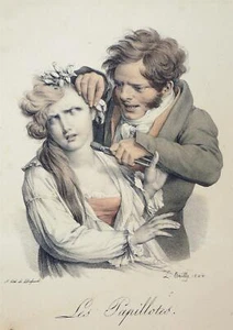 BOILLY, Louis-Léopold - "Les Papillotes" - Karikatur - kol. Lithographie 1824 - Picture 1 of 2