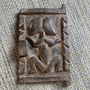 Antique Early 20th Century African Carved Wood Granary Door Art Piece 7x10” - Picture 1 of 5