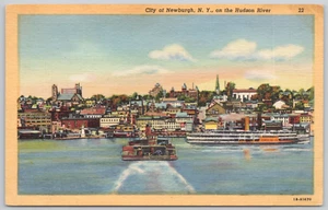 Newburgh New York Linen Postcard Hudson River - Picture 1 of 2