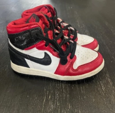 Nike Air Jordan 1 High Retro Og (Td) Gym Red-Black-White CU0450-601 Sz 10C - Image 1 of 4