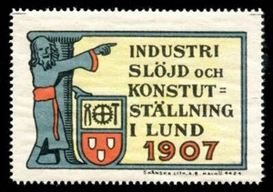 Sweden Poster Stamp - 1907, Lund - Industry, Handcrafts & Art Exhibition - Picture 1 of 1