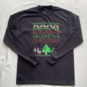 Hanes Long Sleeve T-Shirt Rocking Around the Christmas Tree Mens Size M