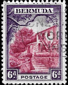 BERMUDA SC#112 1936 6d USED VF PAR-LA-VILLE ARCHITECTURE - Picture 1 of 1