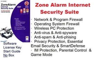 ZONE ALARM Internet Security Suite 2007 Antivirus & More Windows 2000 Pro/XP - Picture 1 of 5
