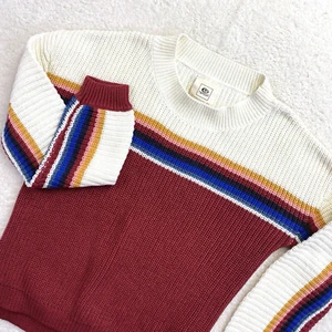 Rip Curl Women's Ski Snowboard Sweater Paprika 70s Vibe Lodge Crewneck Striped S - Picture 1 of 10