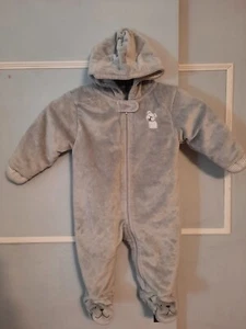 Child Of Mine Carter's Baby Hooded Bunting Snow Suit Puppy Dog Grey 6-9 Months - Picture 1 of 8