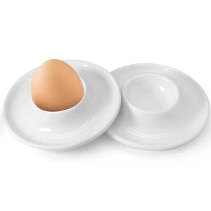 2 PCS Ceramic Egg Cups White Hard Boiled Egg Holders for Restaurant Kitchen a... - Picture 1 of 7