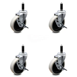 Rueda termoplástica de 4 pulgadas Rueda de vástago expandible de 7/8 pulgadas con frenos Juego de 4 - Imagen 1 de 4