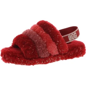 Ugg Womens UGG Red Stretch Leather Slingback Slippers 4 Medium (B,M) BHFO 0452 - Picture 1 of 3