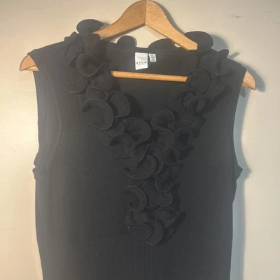 Vila Milano Women's Sweater Black Size XL V-Neck Swirl Collar - Image 1 of 4