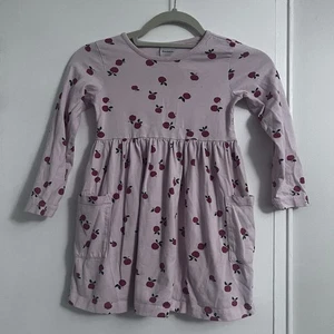 Hanna Andersson Long Sleeve Pink Apple Dress with Pockets - 110CM/5 - Picture 1 of 9