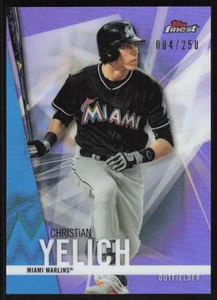 2017 Topps Finest Purple Refractor #21 Christian Yelich /250 Miami Marlins - Picture 1 of 2