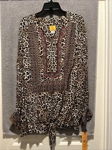 Blusa donna Ruby Rd taglia 2X, nero/rosso, LS, con perline leopardate nuova con etichetta. 69€ - Foto 1 di 4