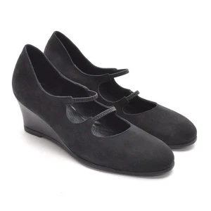 Zapatos de salón de tacón de cuña con correa de $425 Arche Nosyam para dama 41/10 negros nuevos en caja - Imagen 1 de 8