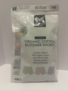 Members Mark 3er Pack Bio Baumwolle Bloomer Shorts Set NB Grün Beige Blau - Bild 1 von 4