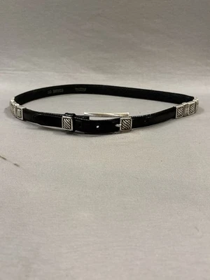 Cinturón Mujer Brighton Cuero Negro Plateado Talla 30 Femenino Chic Clásico B6503 Foto 1 de 4