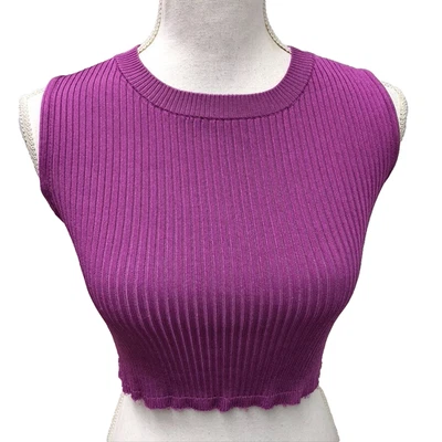 Suéter feminino Rachel Roy médio com nervuras cropped jumper roxo saindo  - Imagem 1 de 4
