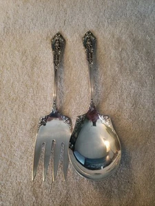 ROSE POINT by WALLACE sterling silver SALAD SET 8 7/8" no monogram - Picture 1 of 19