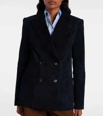 Темно-синий замшевый кожаный блейзер женщин официальный размер XS S M L XL XXL 3XL СМ - Изображение 1 из 4