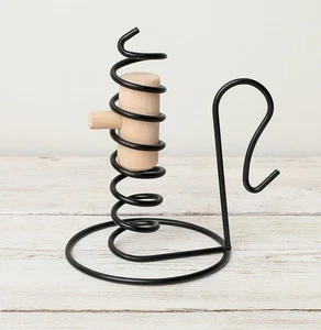 New - Primitive Style Black Metal Spiral Courting Candlestick - Candle Holder - Picture 1 of 2