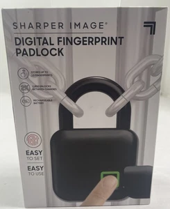 Sharper Image® Fingerabdruckschloss in schwarz digitales VORHÄNGESCHLOSS, NEU IM KARTON 3,6” x 1,8” - Bild 1 von 5