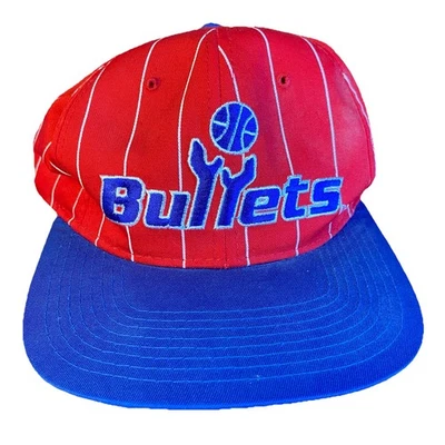 VTG Washington Bullets STARTER Snapback Hat Red Blue White Stripes *RARE* - Image 1 of 4