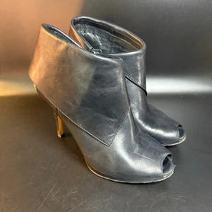 Michael Kors schwarze hochhackige Leder-Stiefeletten zehenfrei Damengröße 8M - Bild 1 von 8