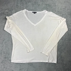 Vince Womens Long Sleeve T-Shirt Size Medium Ivory Pima Cotton Modal Tee Top - Picture 1 of 8