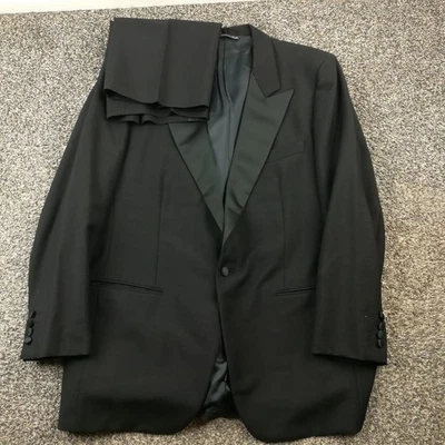 Esmoquin vintage Ermenegildo Zegna 2 piezas traje lana mohair 42R negro 36x30 *defectos Foto 1 de 4