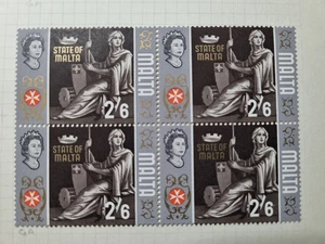 World Stamps. 4 x joined MALTA MLH Pre-decimal 1965 stamps - Picture 1 of 1