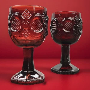 Vtg Avon Cape Cod Ruby Red 2oz Mini Goblets Set Of 2 Barware - Picture 1 of 12