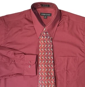 Camicia e cravatta uomo Modern Elements L 16 32/33 manica lunga bottoni bordeaux nuova con etichetta - Foto 1 di 8