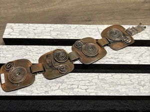 Bracciale a maglie SWIRLS del pannello retrò modernista del rame solido dell'annata - Foto 1 di 5