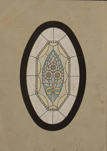 Heinrich Behr Jugendstil Art déco Fenster Entwurf Blumenornament Tempera 20 Jhd - Picture 1 of 2