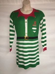 Ugly Christmas Sweater Dress Allison Brittney Large Womens Elf NWOT - Picture 1 of 5