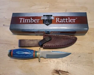 New Timber Rattler TR107 Hunting Knife w/Sheath Surgical Steel - Picture 1 of 12