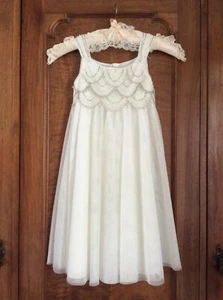Girl's Bridesmaid Party Beaded Cream Vintage Style Dress Monsoon Age 8 - 9 - Picture 1 of 10