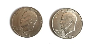 2 monedas de dólar Liberty 1971 1972 sin acuñación J012A - Imagen 1 de 2