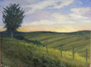 Original landscape oil painting, new, signed, fields, summer - Picture 1 of 1