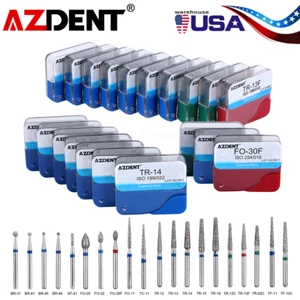 100pcs AZDENT Dental FG Diamond Burs for High Speed Handpiece Medium 1.6mm USA - Picture 1 of 10