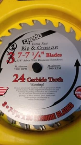 CREDO 7- 7-1/4" 24 Blades Carbide Teeth Circular Saw Blades Pack of 2 - Picture 1 of 2