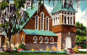 BILOXI, MISSISSIPPI - IGLESIA DEL REDENTOR - POSTAL DE LINO VINTAGE - Imagen 1 de 2