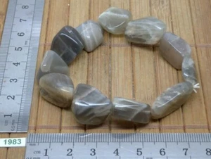 Bracelet PIERRE DE LUNE ORTHOSE en pierre roulée naturelle - import USA - reiki - Picture 1 of 2