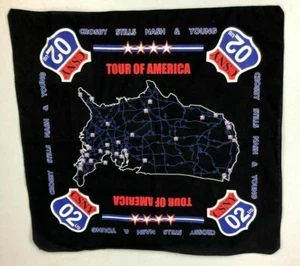 "Crosby Stills Nash & Young 2002 Tour of America Concierto BANDANA 21""x21" - Imagen 1 de 2