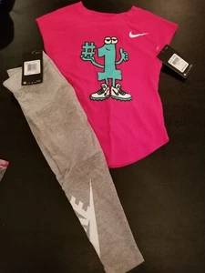 Nike Girls T-shirt and Leggings Size 5 New - Picture 1 of 4